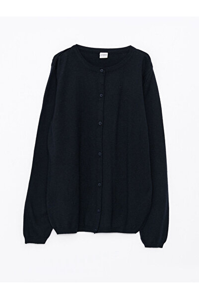 LC Waikiki Crew Neck Basic Long Sleeve Girl's Knitwear Cardigan