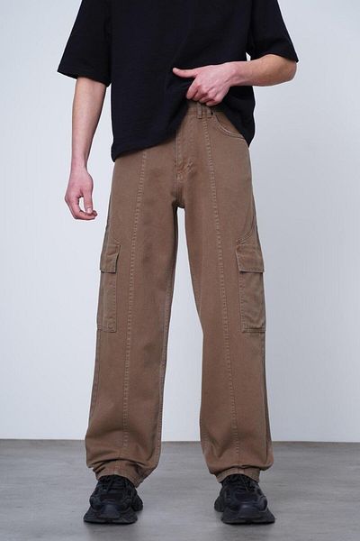 HAFKAGİYİM Καφέ Σχέδιο Cargo Pocket 01A DL φαρδύ παντελόνι