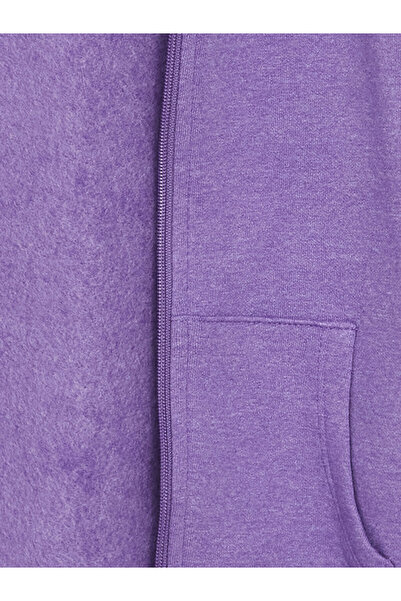 LC Waikiki Kapüşonlu Basic Uzun Kollu Kız Çocuk Fermuarlı Sweatshirt