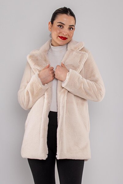 NAVY 7200 Rabbit Yakalı Uzun Kürklü Ceket