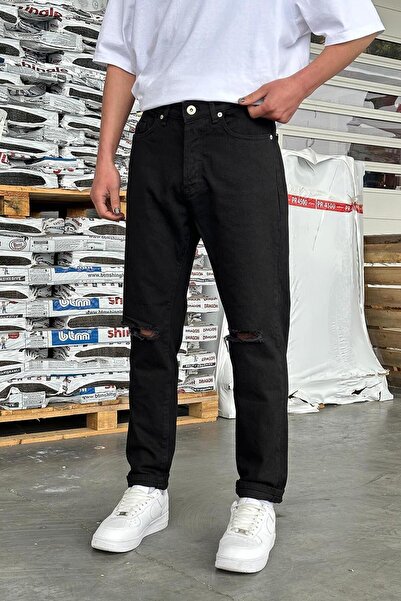 HAFKAGİYİM SİYAH Dizi Yırtık 003 GD Regular Pantolon