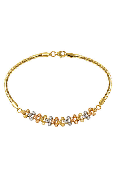 Bilezikci 14 Ayar Balıksırtı Zincirli Renkli Dorika Altın Bileklik