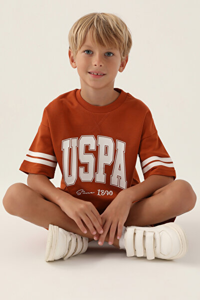 U.S. Polo Assn. Amerikai Polo Assn Licensed Glitter Brown Boy Bermuda öltöny