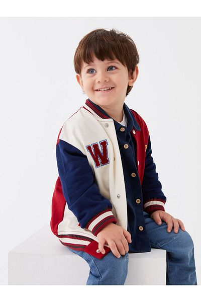 LC Waikiki College Collar Long Sleeve Baby Boy Zippered Sweatshirt
