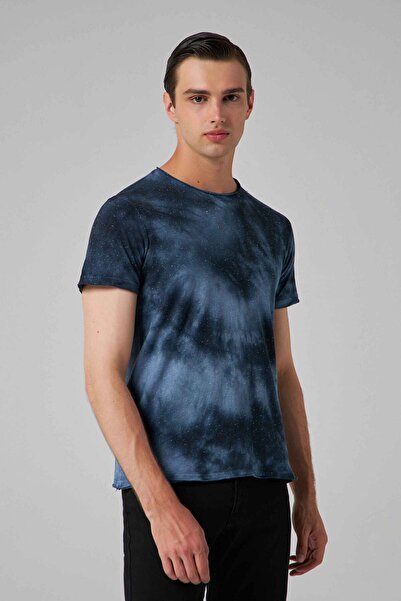 Twn Slim Fit Navy Blue Printed T-Shirt