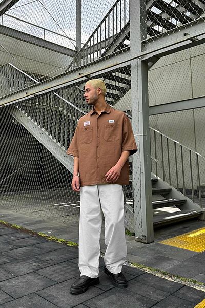 HAFKAGİYİM Риза с двоен джоб с бродерия Brown Ray Oversize