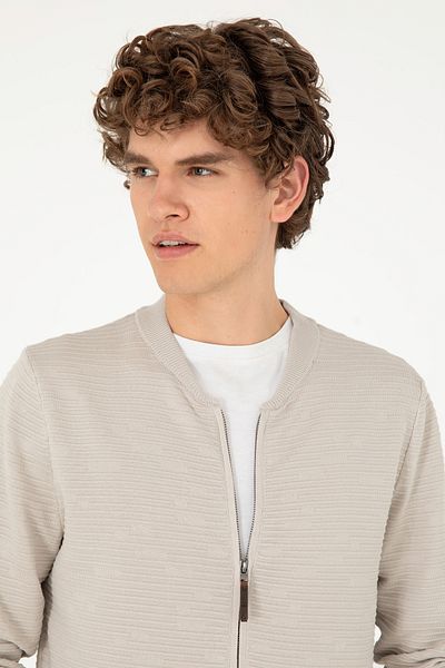 U.S. Polo Assn. Men's Stone Melange Knitwear Cardigan 50292875 -Vr225