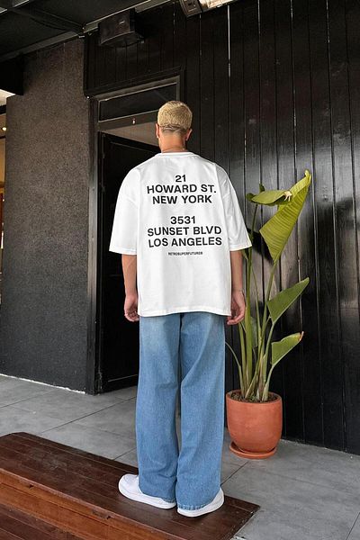 HAFKAGİYİM ΛΕΥΚΟ Μπλουζάκι New York OUTPLENTY PREMIUM Oversize