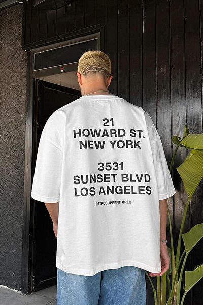 HAFKAGİYİM ΛΕΥΚΟ Μπλουζάκι New York OUTPLENTY PREMIUM Oversize