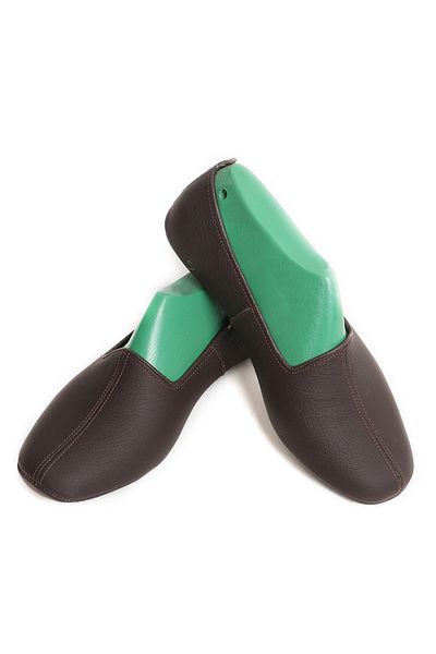 DeriPatiğim Genuine Leather Cotton Brown Home Shoes - Umrah Tavaf, Home Office Living Room Shoes