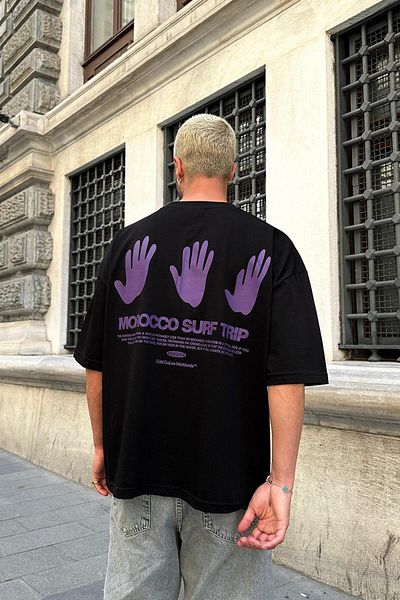 HAFKAGİYİM ΜΑΥΡΟ Μαρόκο OUTPLENTY PREMIUM Μπλουζάκι Oversize