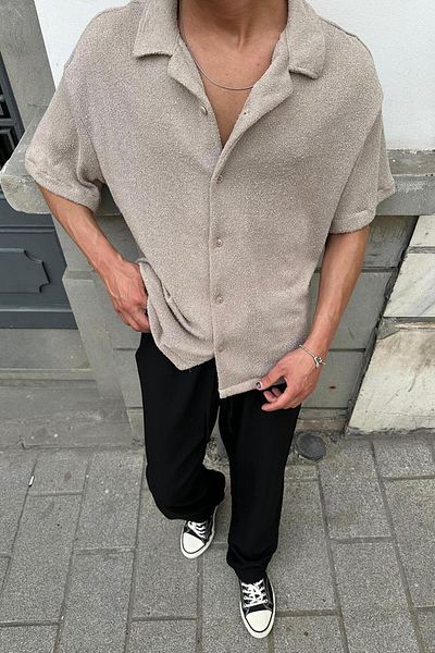 HAFKAGİYİM Πουκάμισο με υφή STONE 04 EE Oversize