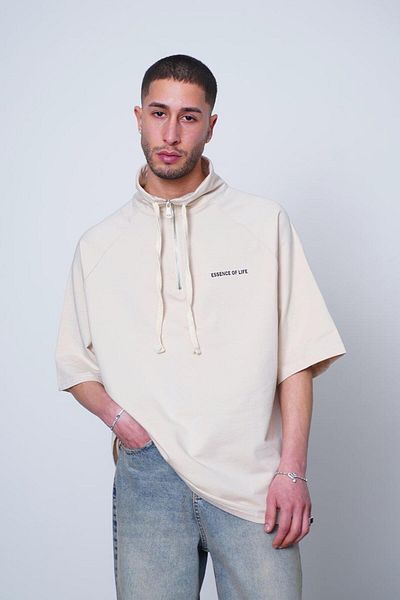 HAFKAGİYİM Μπλουζάκι με κρεμ φερμουάρ EE Oversize Polo Neck