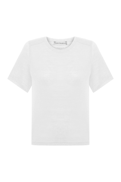Mudo Kadın Beyaz Bisiklet Yaka T-Shirt