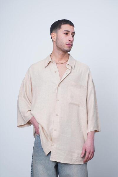 HAFKA Cream Basic Half Sleeve 1B Ch Oversize Shirt