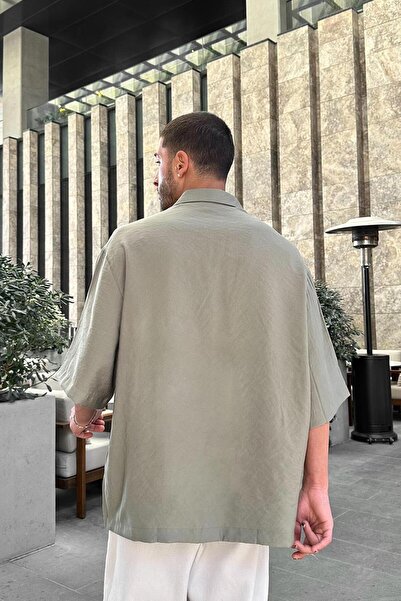 HAFKAGİYİM Khaki Sea Horse Embroidery Detail Bs Oversize Shirt