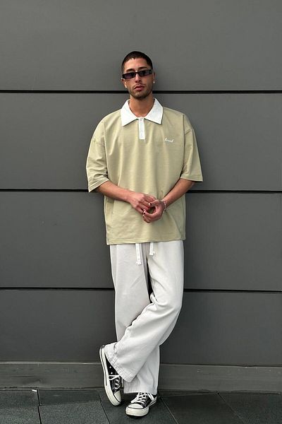 HAFKAGİYİM Μπλουζάκι SU GREEN Bound Polo Collar OUTPLENTY PREMIUM Oversize T-shirt