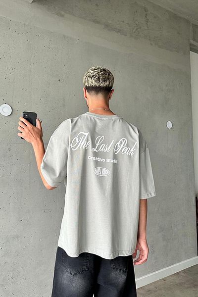 HAFKAGİYİM ΓΚΡΙ Last Peak OUTPLENTY PREMIUM Μπλουζάκι Oversize
