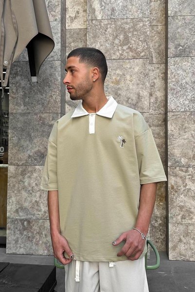 HAFKA Tricou supradimensionat OUTPLENTY PREMIUM cu guler polo verde apă