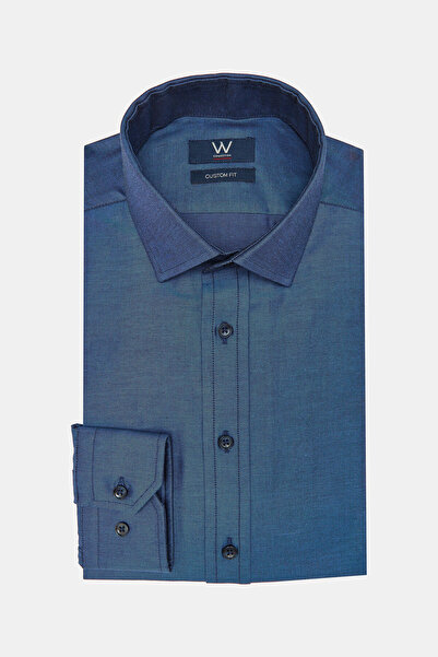 W Collection MAVİ DÜZ DİAGONEL GÖMLEK