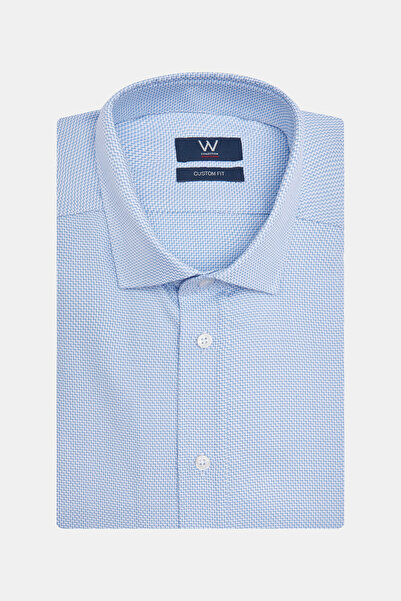 W Collection BLUE LONG SLEEVE TEXTURED SHIRT