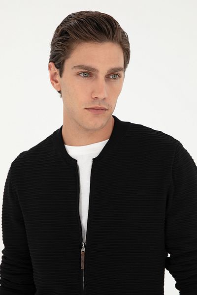 U.S. Polo Assn. Ανδρική Μαύρη Πλεκτή Ζακέτα 50292875-VR046