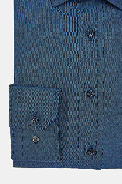 W Collection MAVİ DÜZ DİAGONEL GÖMLEK