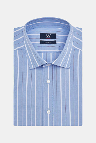 W Collection Blue Long Sleeve Striped Patterned Shirt