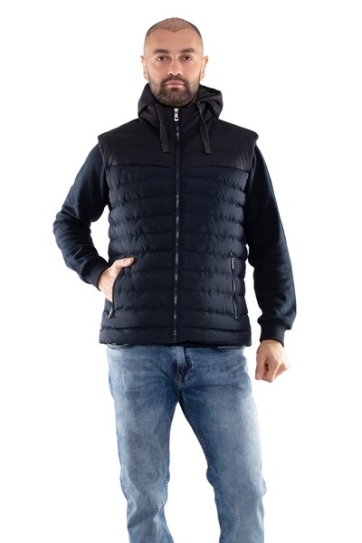 BIGAZZI 917-226 Regularfit Memory Kombinli Kapşonu Çıkma Erkek Şişme Yelek