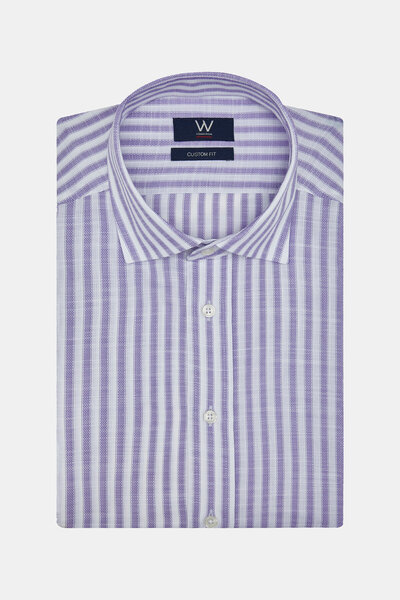 W Collection WHITE LONG SLEEVE STRIPED PATTERNED SHIRT