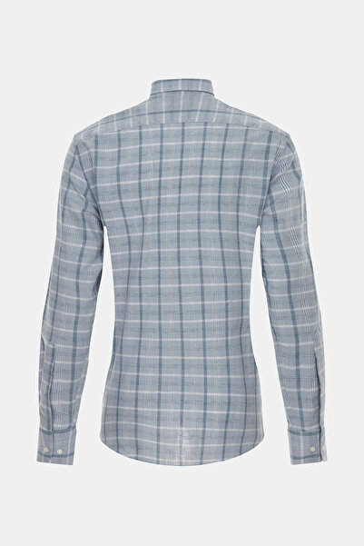 W Collection GRİ EKOSE DÜĞMELİ YAKA GÖMLEK