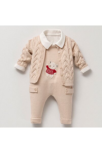 Little Pumpkin Premıum 3 Parça Trıko Nakışlı Erkek Bebek Bayramlık Tulum