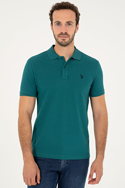 U.S. Polo Assn. Ανδρικό μπλουζάκι βασικό σκούρο πράσινο 50294223 -VR101