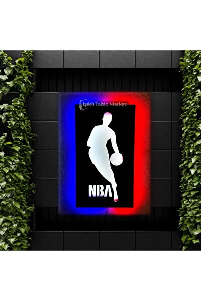 Genel Markalar Tablo Marketi Nba Tablo, Duvar Dekor Ahşap, Neon Işık, Ledli T...