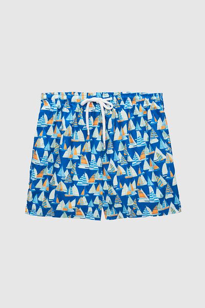 Twn Costum de baie cu pantaloni scurți cu imprimeu albastru