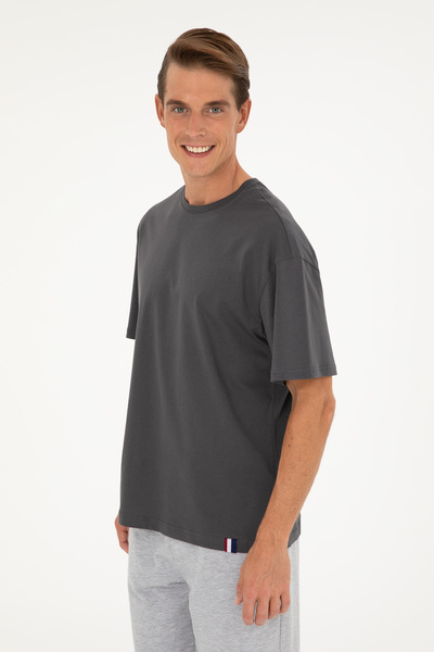 U.S. Polo Assn. Erkek Comfort Fit Bisiklet Yaka Antrasit Tişört 50294216-VR006