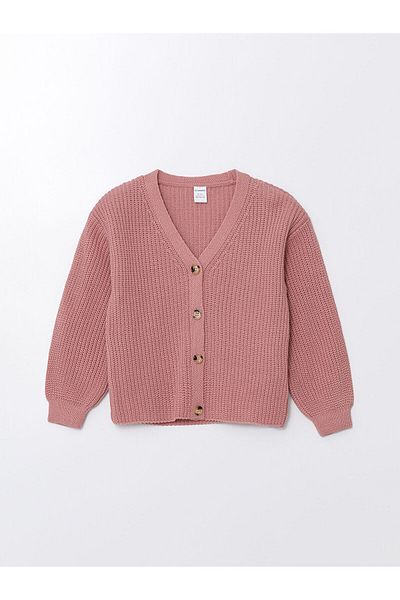 LC Waikiki Lw - V-Neck Knitwear Girl's Cardigan