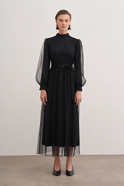 Aker Balon Tül Detaylı Elbise