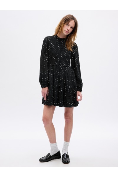 GAP Kadın Siyah Büzgülü Mini Elbise