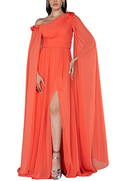 Arden Abiye Elbise, Şifon Tek Omuz, Siyah, Kırmızı, Lacivert, Uzun Şifon Düğün, Mezuniyet Elbisesi, 38-44