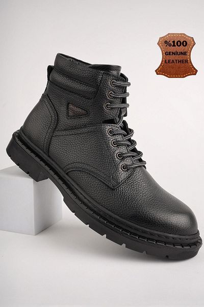 MUGGO Stephan Guaranteed Lace-Up Genuine Leather Non-Slip Sole Men's Boots