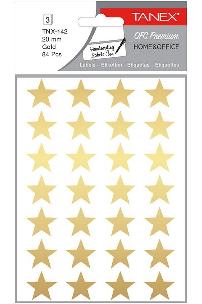Tanex Gold Star Label Ofc-142 - 20mm, Pack of 84