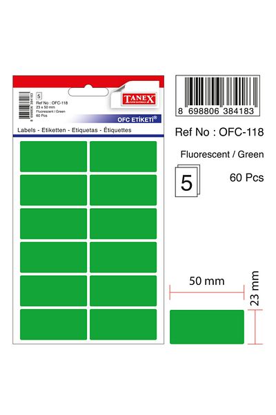 Tanex ملصق مكتب Ofc-118 Flo باللون الأخضر