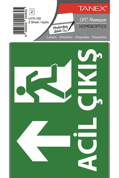 Tanex Uyr-102 Emergency Exit Label - Pack of 2