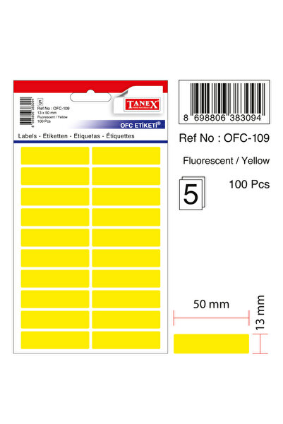 Tanex Ofc-109 Flo Sarı Ofis Etiketi