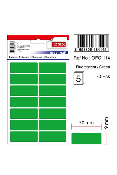 Tanex Etichetă de birou Ofc-114 Flo Green