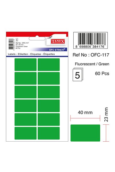 Tanex Ofc-117 Flo Green Office Label