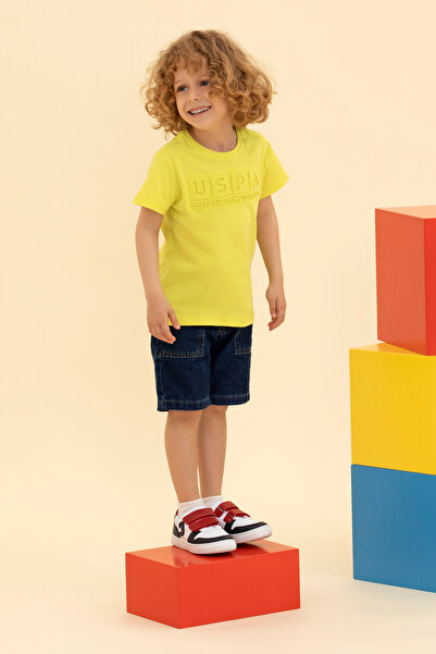U.S. Polo Assn. Çocuk Neon Sarı Bisiklet Yaka Tişört 50263496-VR168
