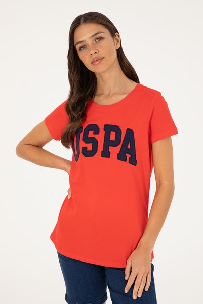 U.S. Polo Assn. Kadın Kırmızı Bisiklet Yaka Basic Tişört 50280036-VR030