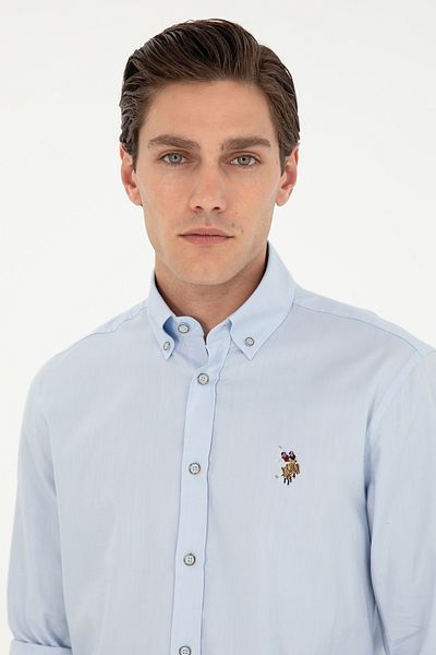 U.S. Polo Assn. Мъжка светлосиня риза с дълъг ръкав, базова, 50297320-VR003
